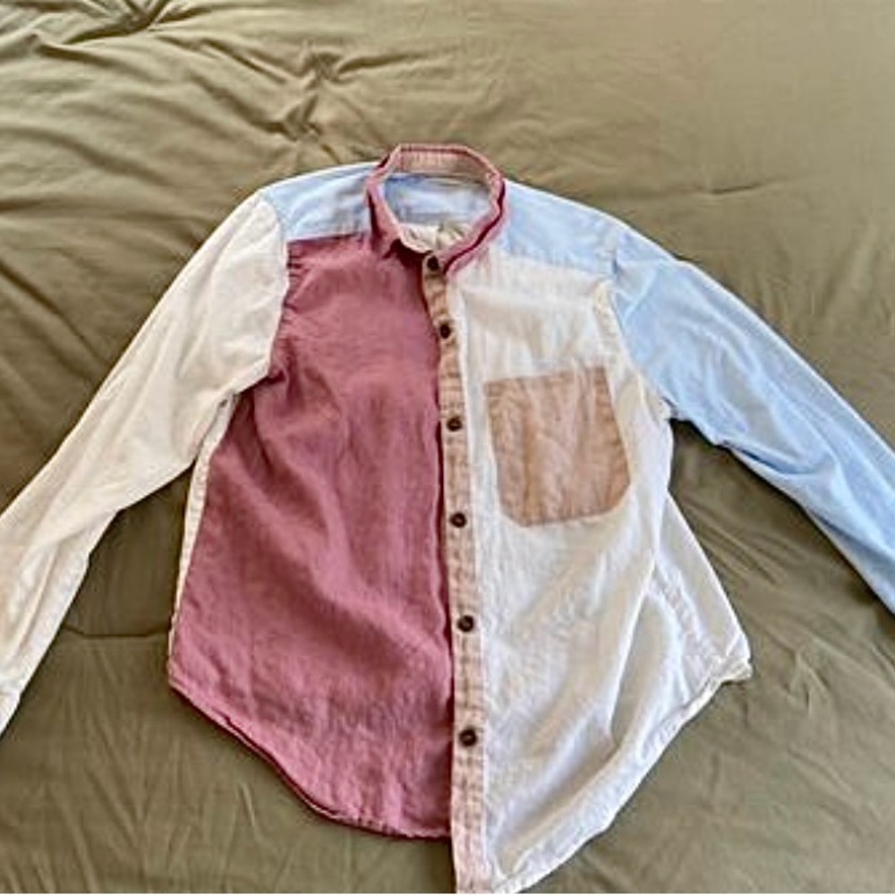 Color Block Button Down Top